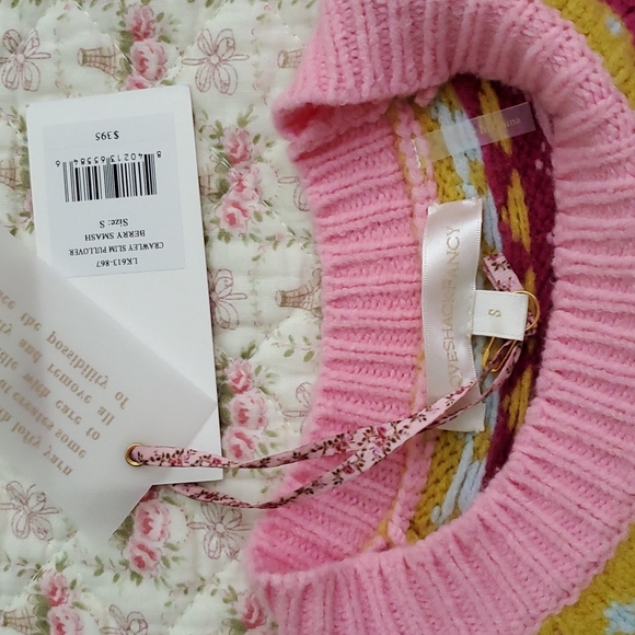 Loveshackfancy Crawley slim pullover Berry smash pink knit sweater S - Picture 9 of 13